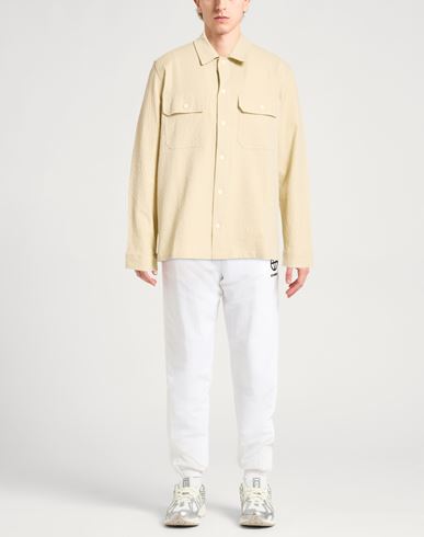 Man Shirt Beige Size L Cotton, Elastane