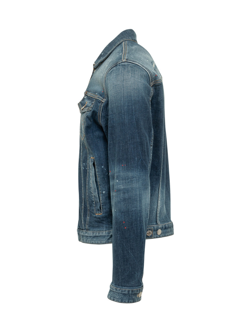 Blue Distressed Shirt Collar Jacket