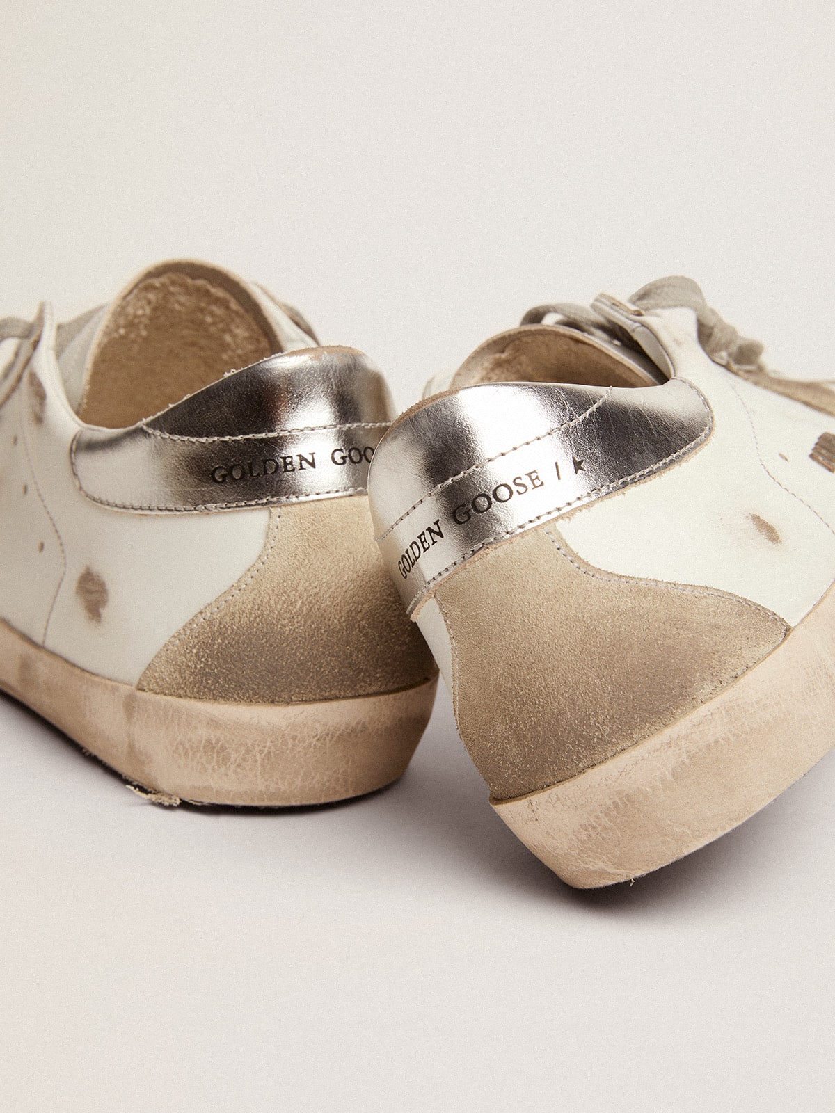 Golden Goose - Men's Super-star With Silver Heel Tab And Lettering, Man