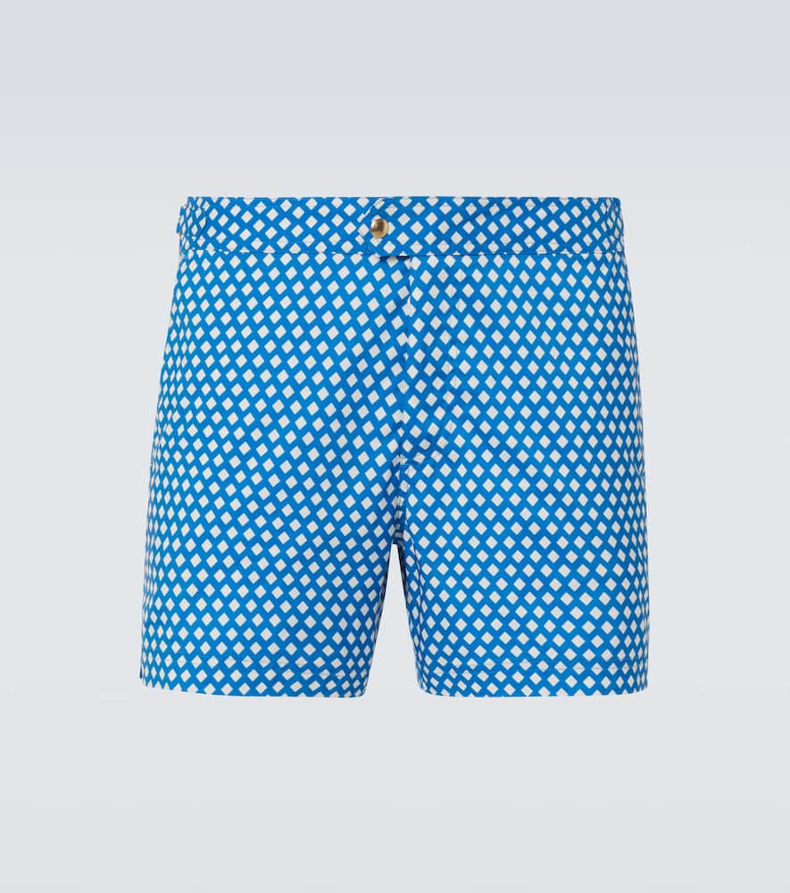 Checked swim trunks
