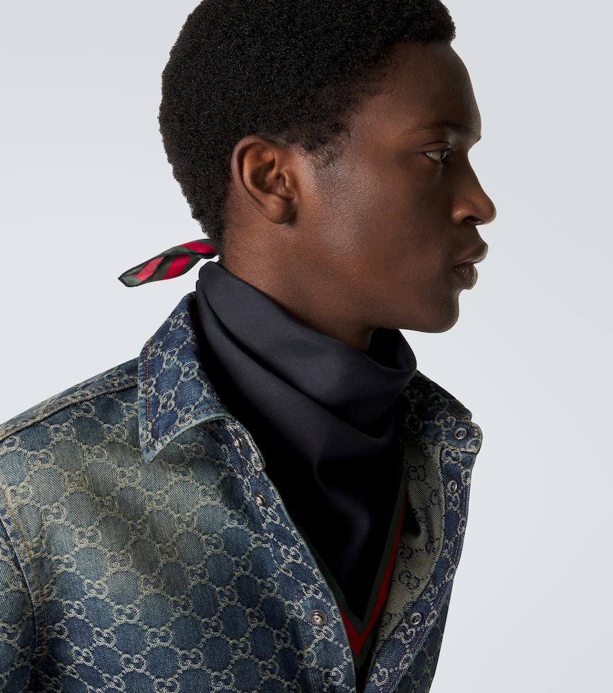 Web Stripe cotton and silk scarf