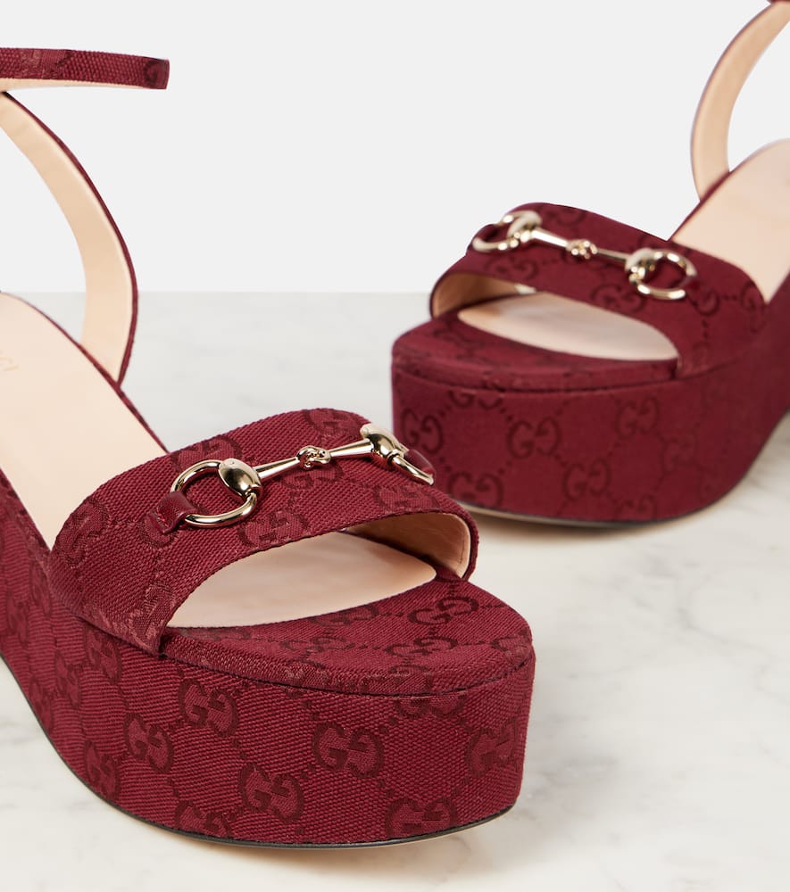 Lady Horsebit GG Canvas wedge sandals