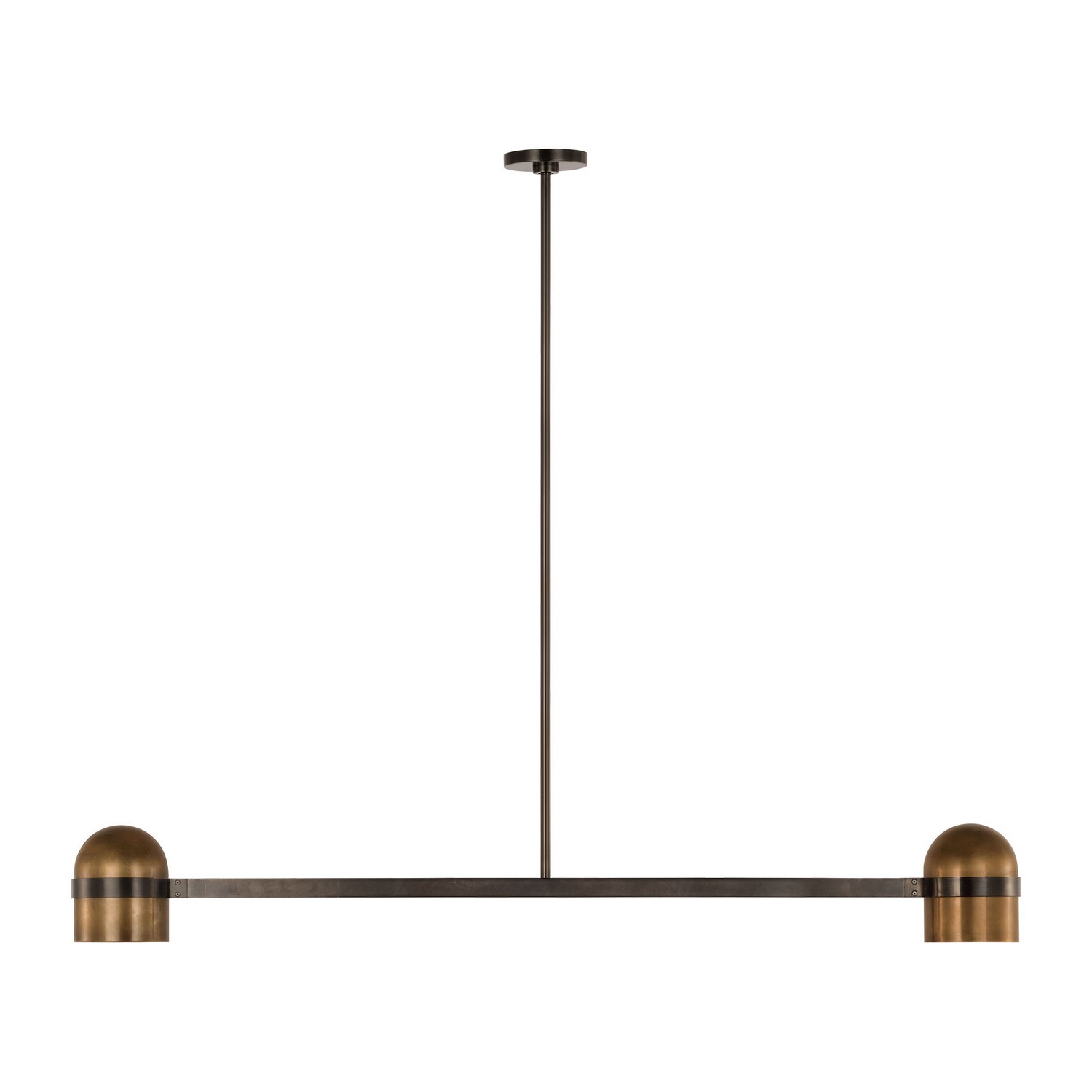 Octavia 2-Light LED Linear Chandelier in Blackened Bronze with Bright Worn Bra