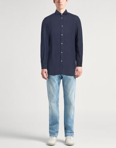 Man Shirt Midnight blue Size 15 ¾ Linen