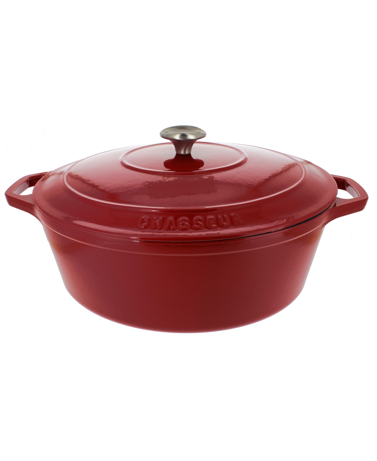 French Enameled Cast Iron 7.25 Qt. Oval Dutch Oven - Red