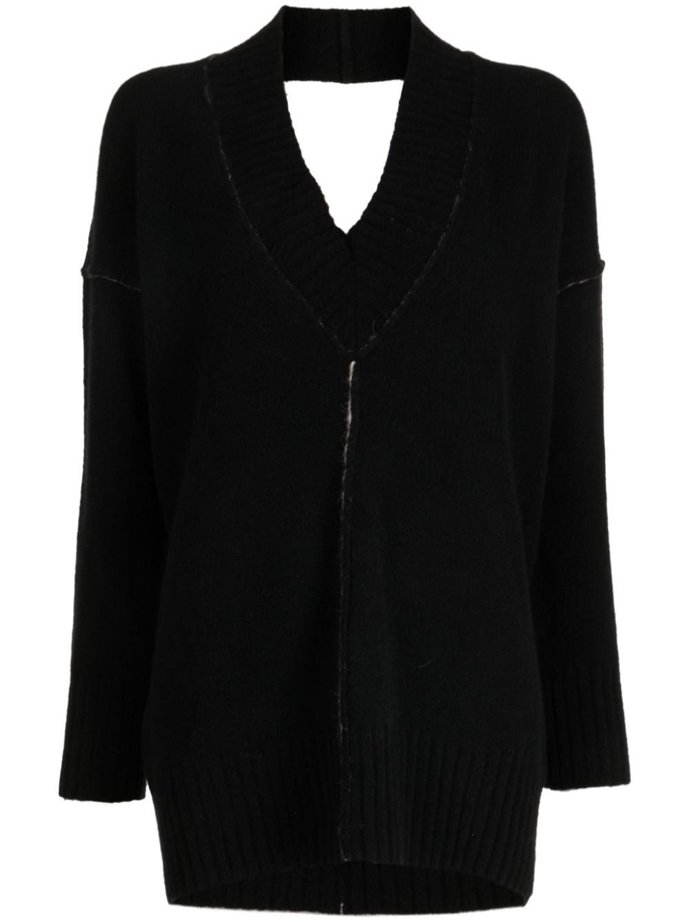 Open-back V-neck jumper - Black