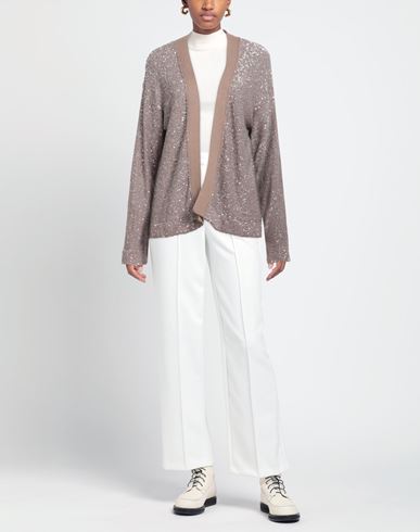 Woman Cardigan Sand Size 10 Polyamide, Polyester