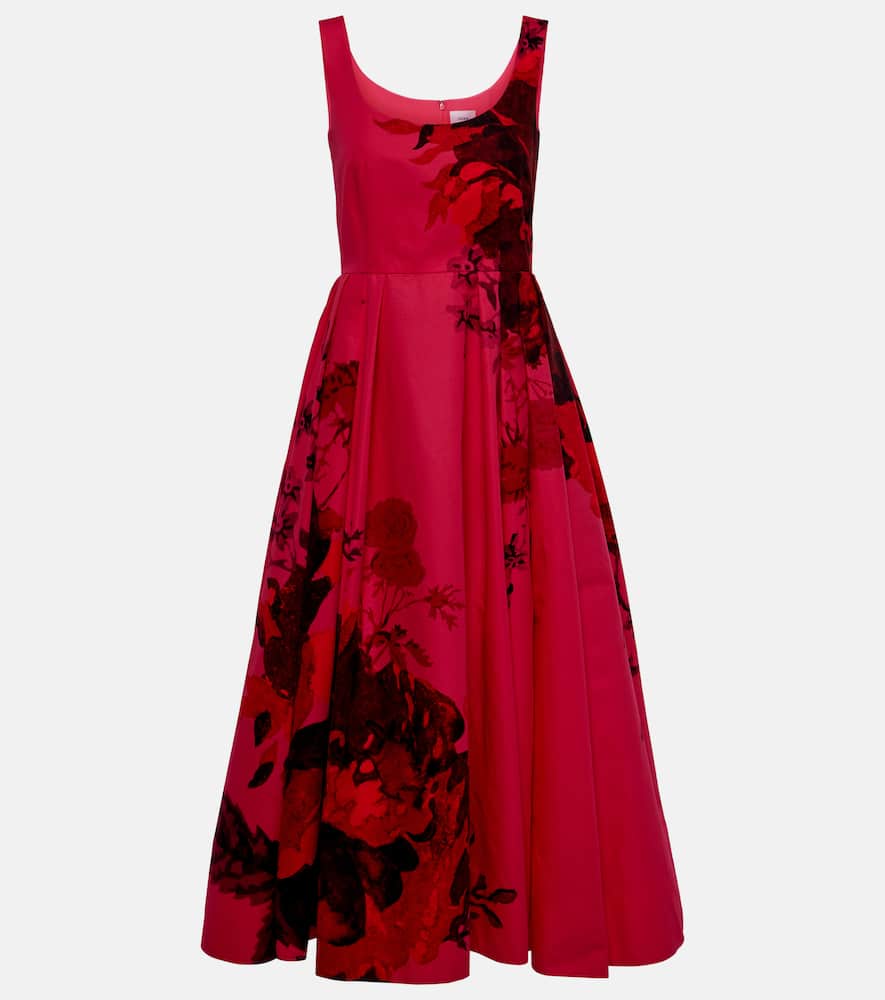 Floral cotton faille maxi dress
