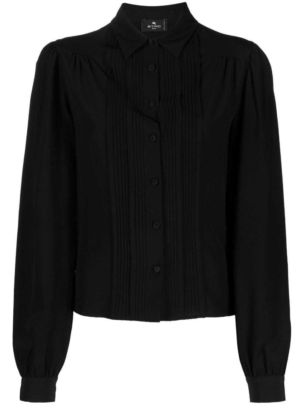Ribbed-detail silk blouse - Black