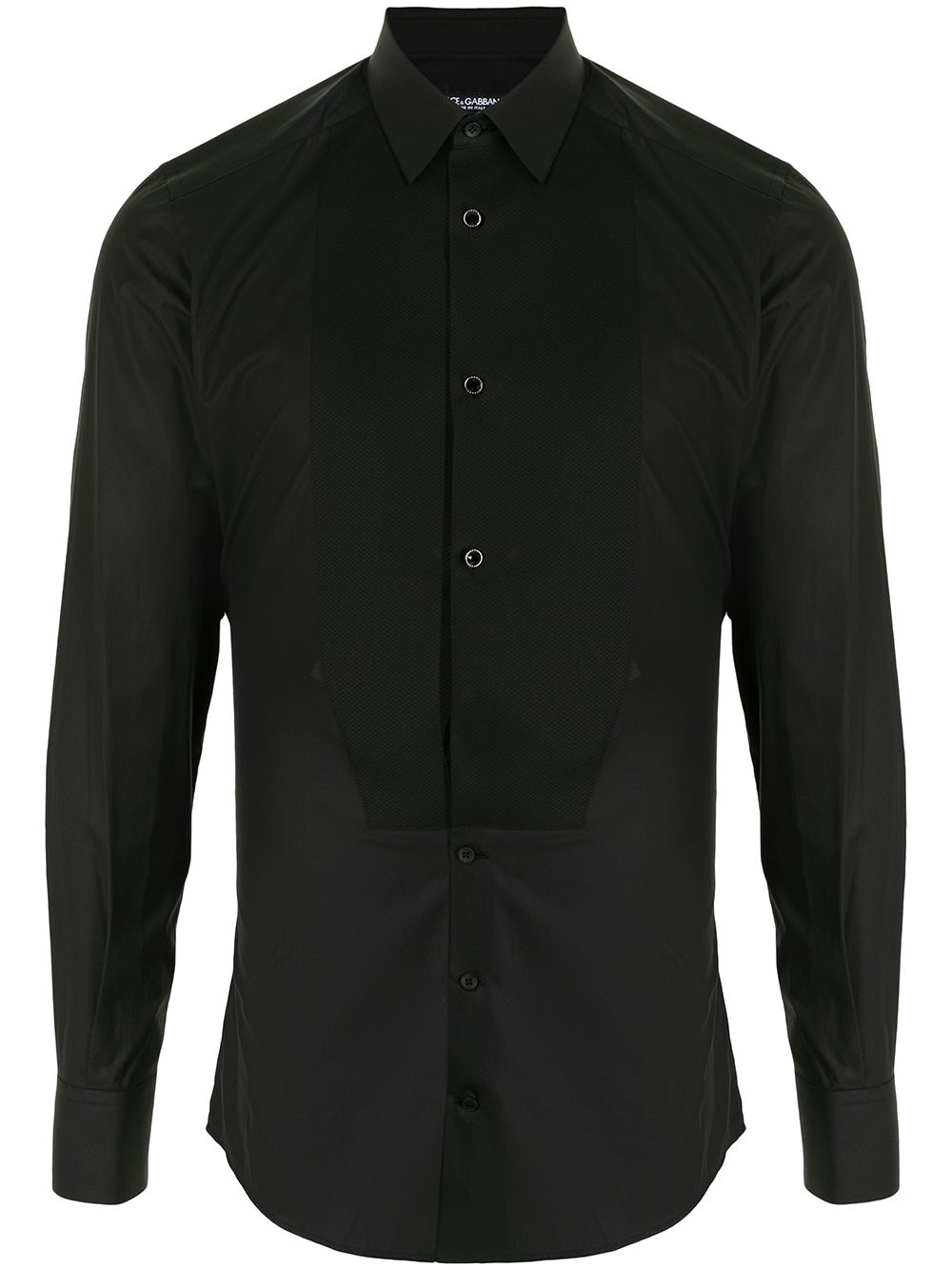 Bib-collar cotton shirt - Black