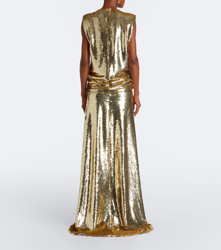 Sequined embellished gathered gown