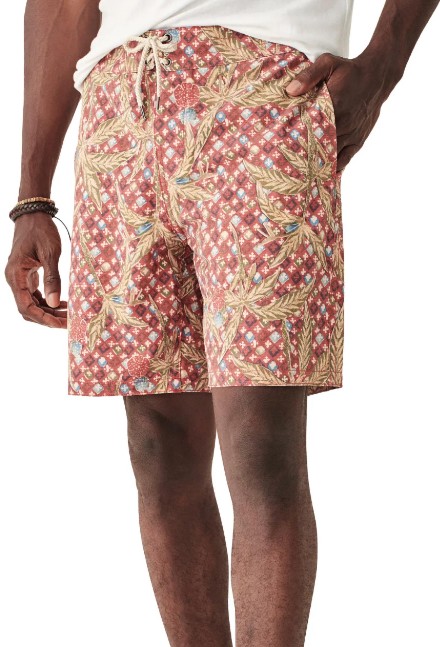 Classic Boardshort 7" In Red Palm Batik
