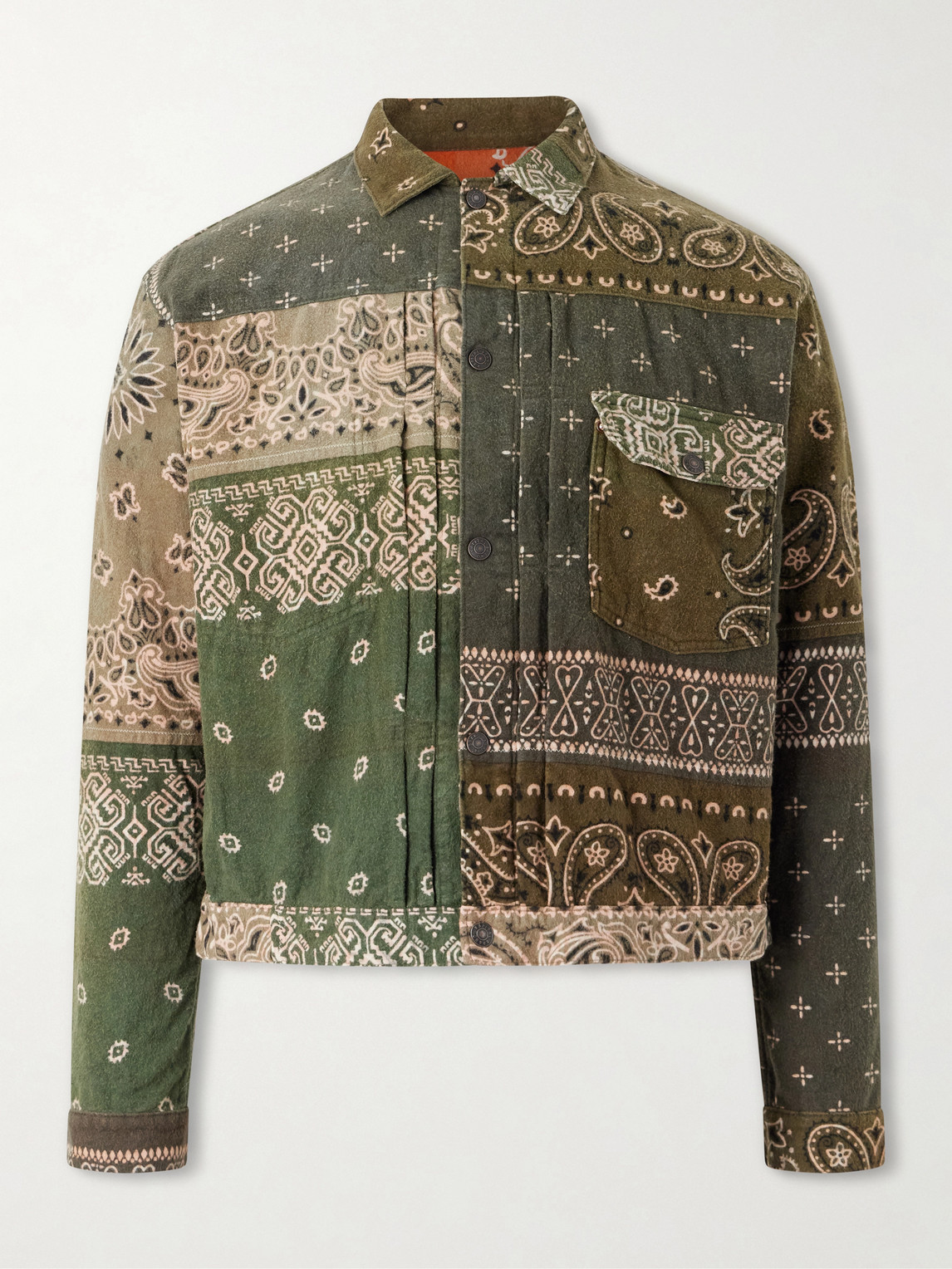 Reversible Bandana-Print Cotton-Flannel Jacket