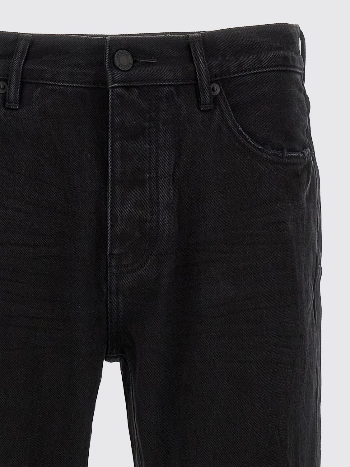 P026 Straight-Leg Mid-Rise Jeans in Worn-Effect Black Denim