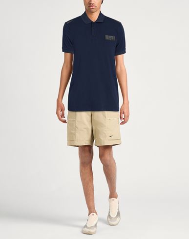 Man Polo shirt Navy Size L Cotton, Elastane