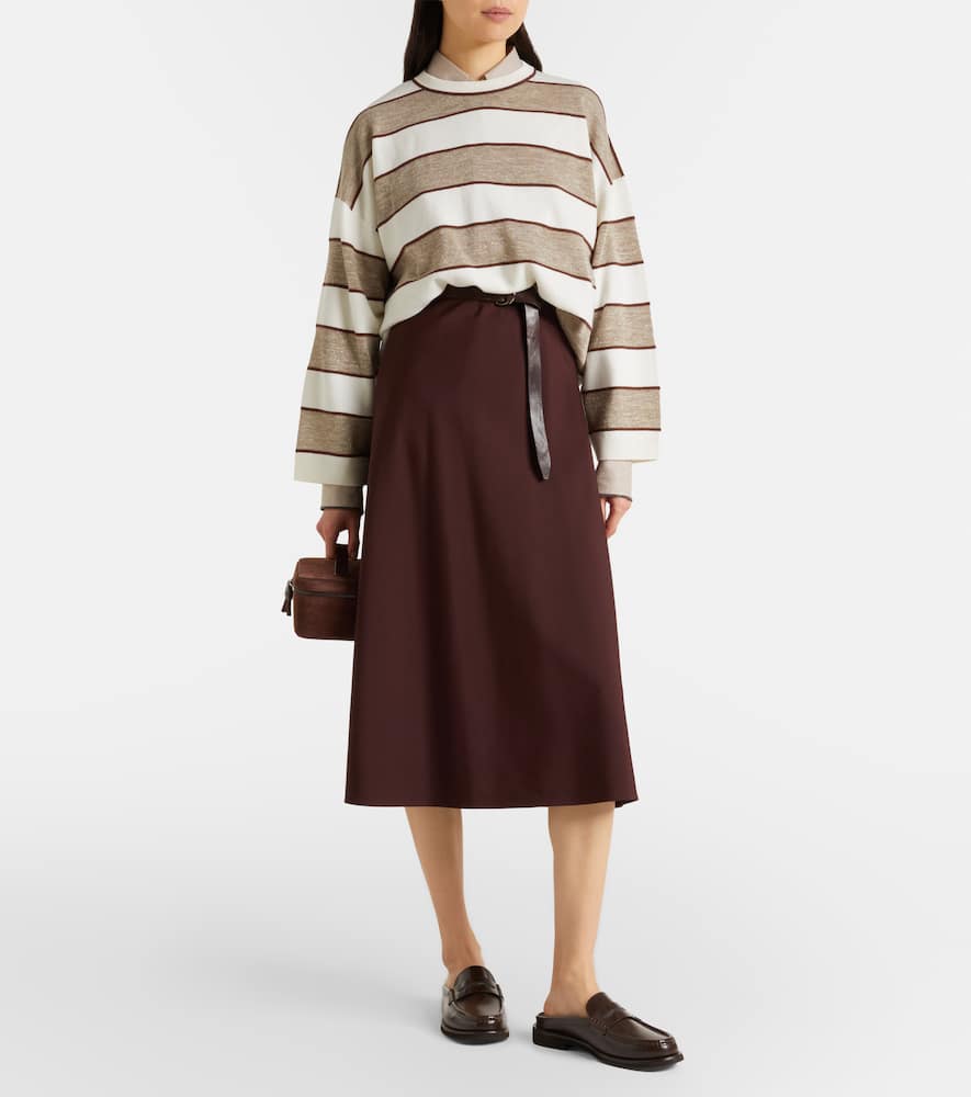 Striped wool, cashmere, and silk sweater