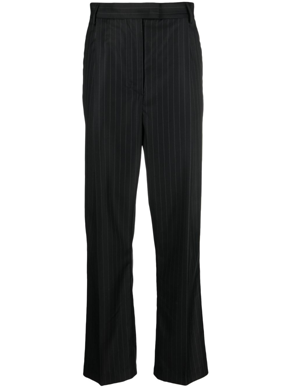 Pinstripe-print tailored trousers - Black