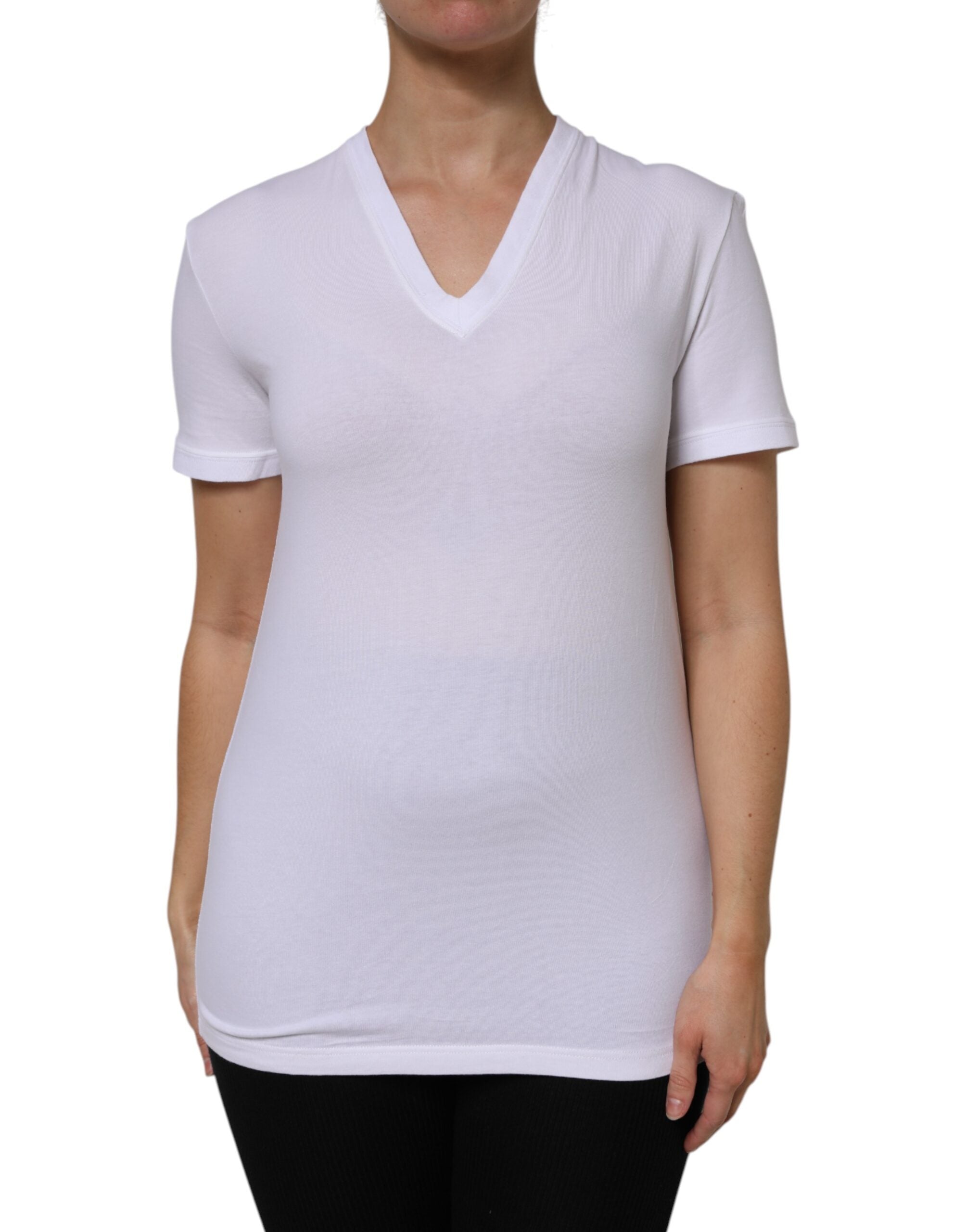 Cotton V-Neck T-Shirt — White
