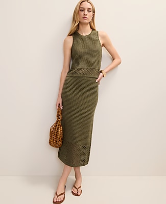 Ann Taylor Crochet Midi Sweater Skirt