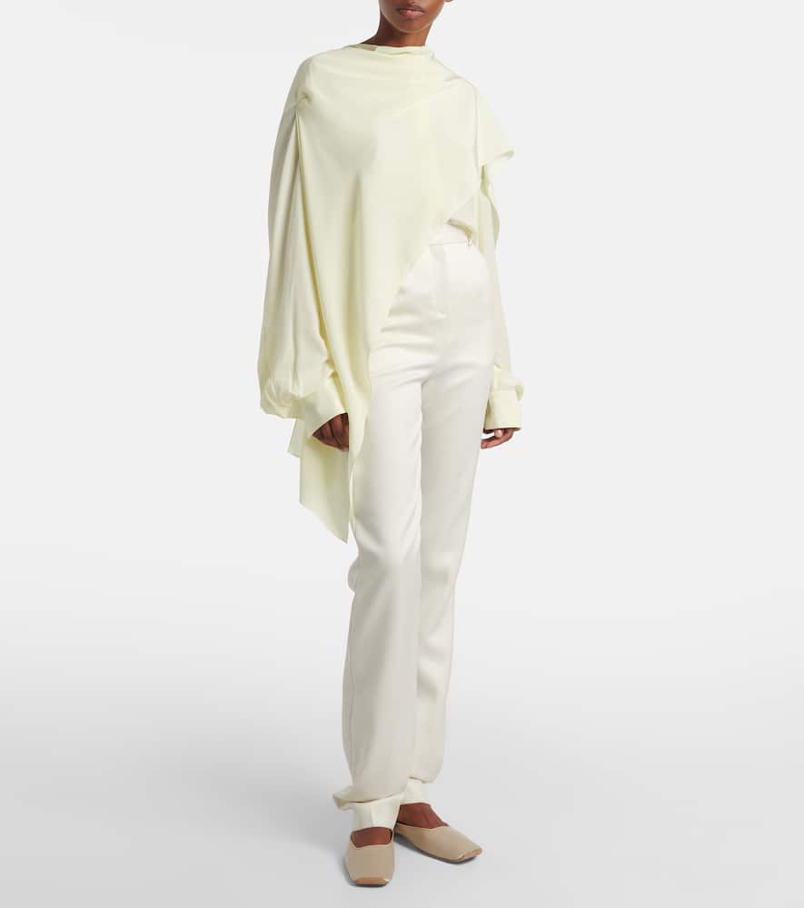 Lucia high-rise wool and silk slim pants