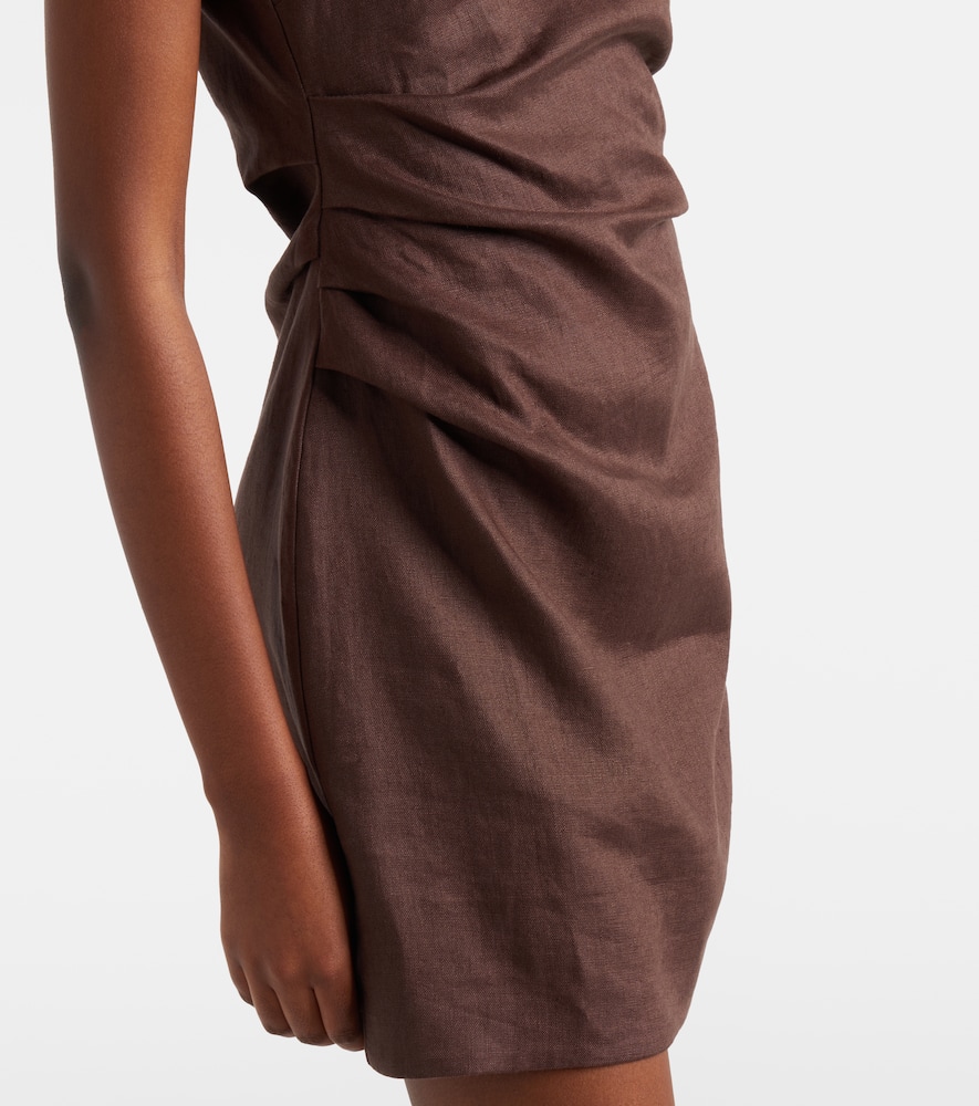 One-shoulder linen minidress