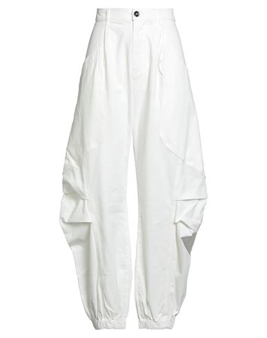 Woman Pants White Size 29 Cotton, Elastane