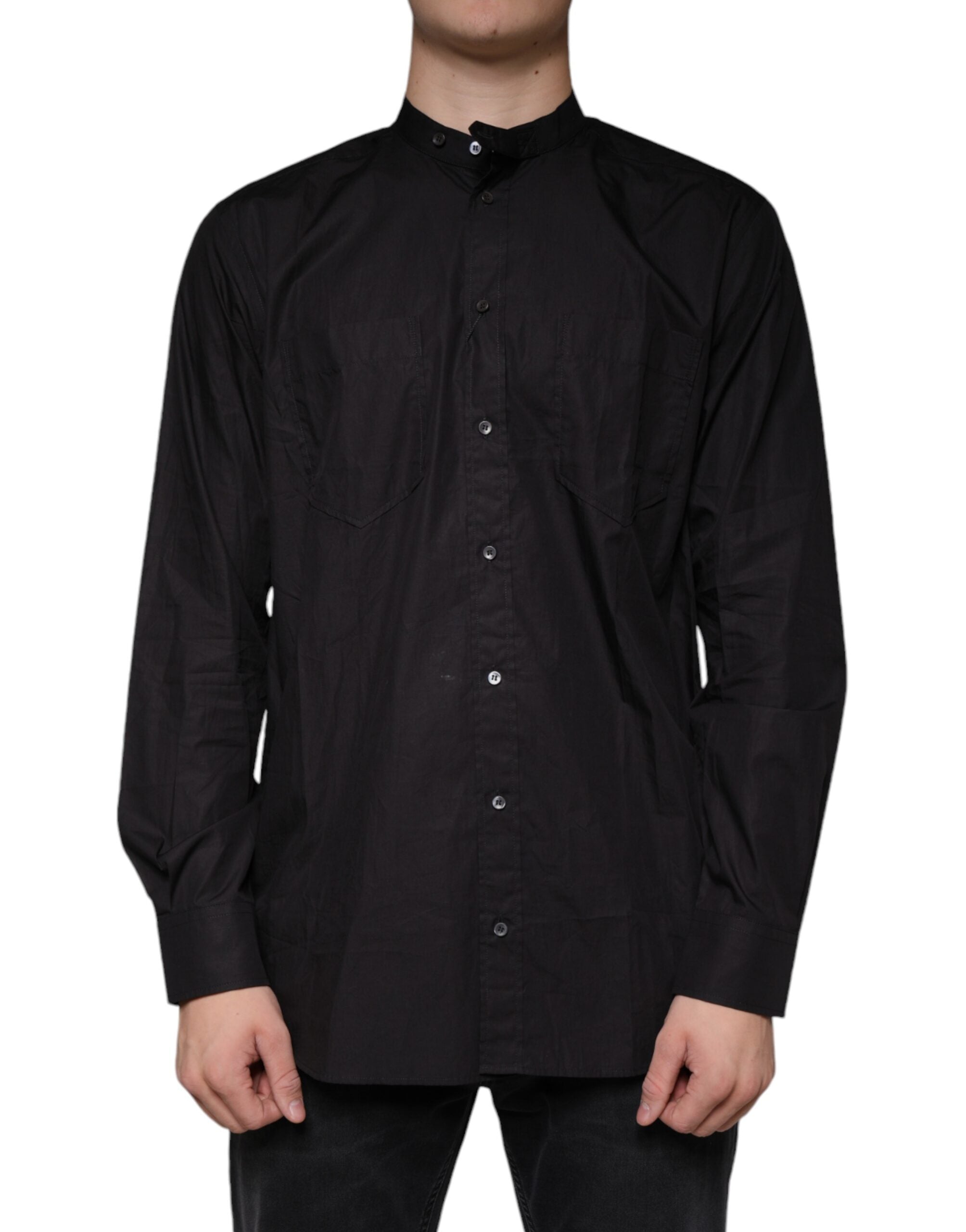 Cotton Button-Down Shirt — Black
