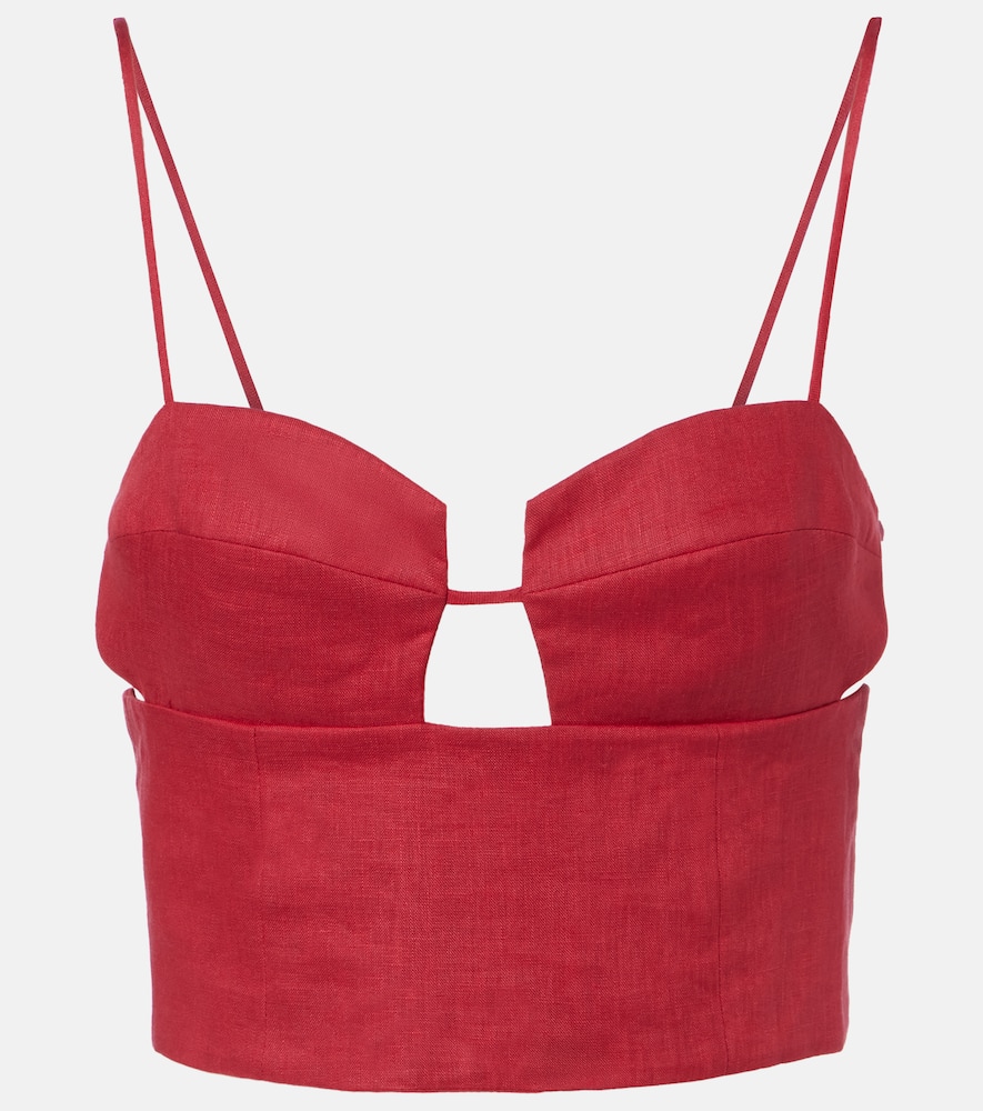 Imperia cutout linen crop top