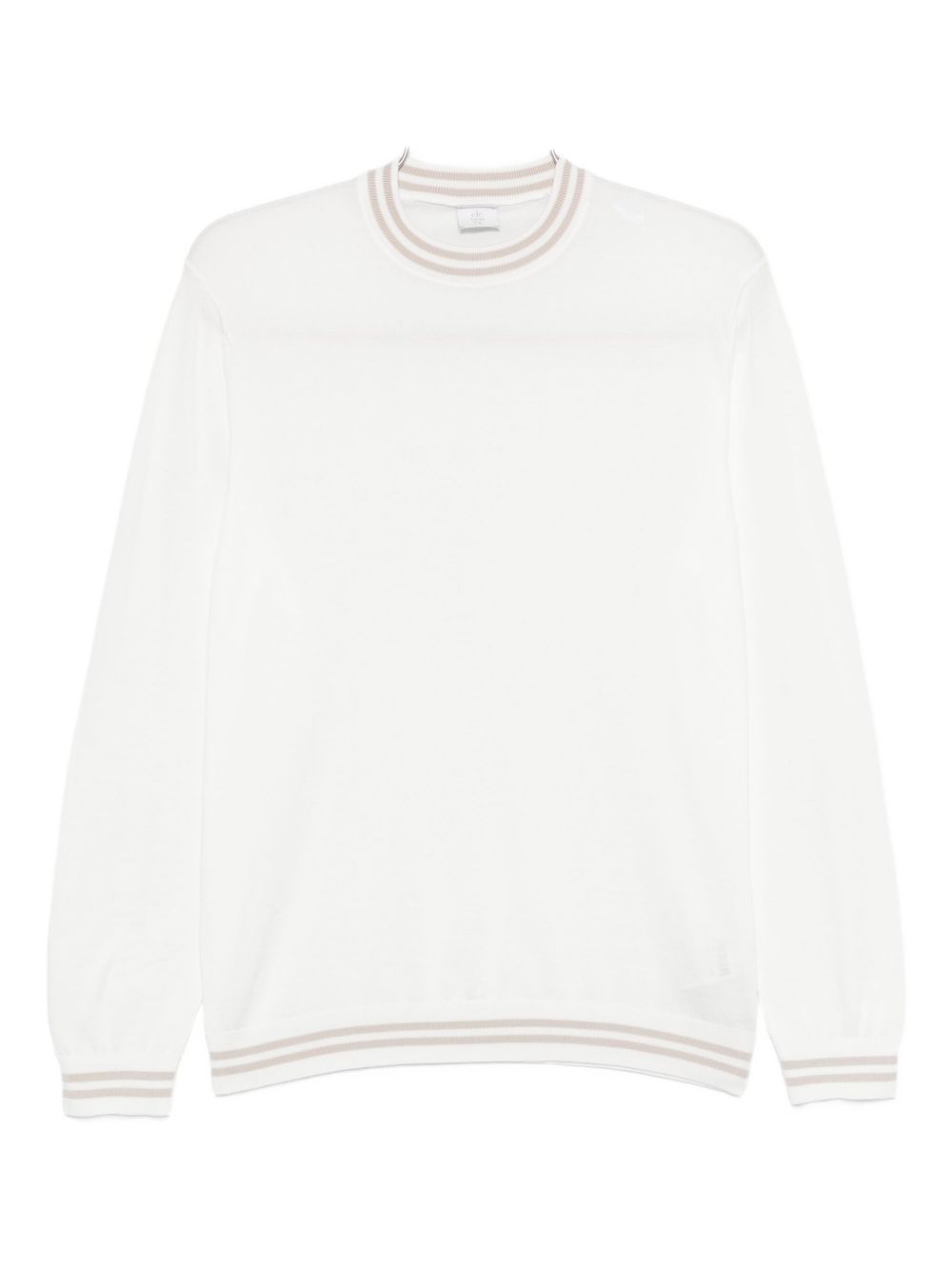 Striped-trim cotton jumper - White