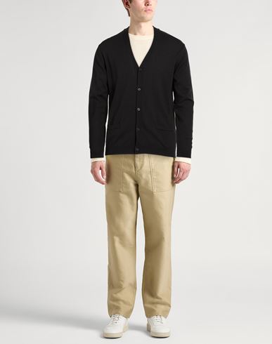 Man Cardigan Black Size XXL Merino Wool