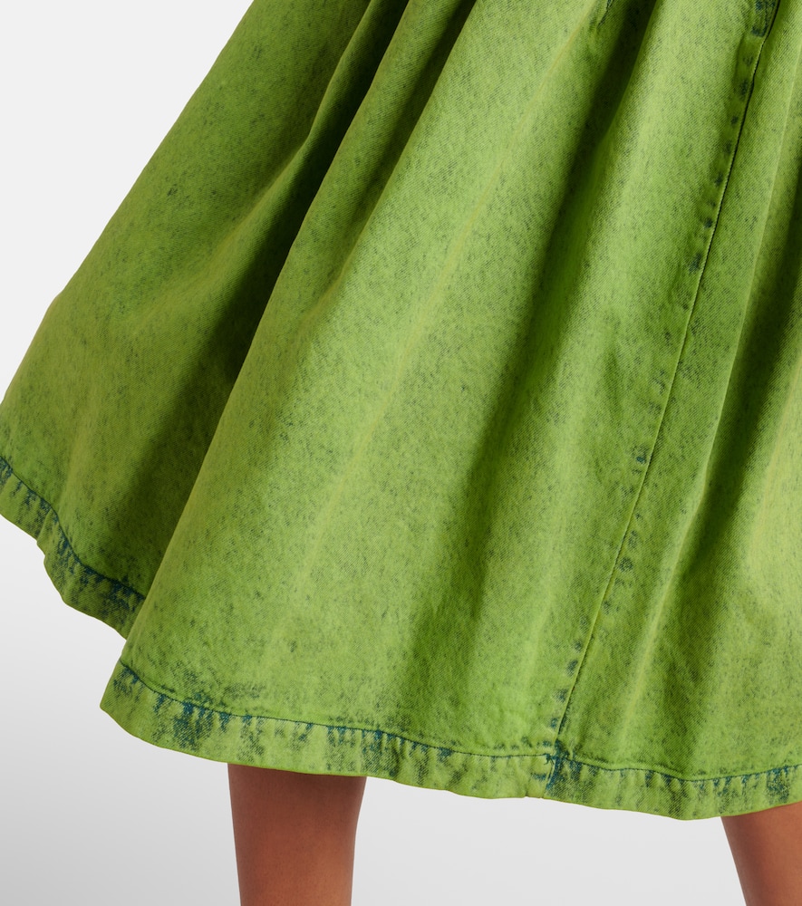 Marni Pleated denim midi skirt