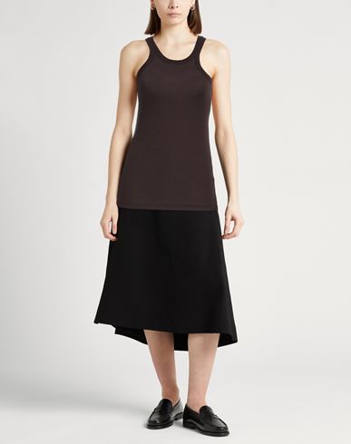 Woman Tank top Brown Size L Cotton, Silk, Elastane