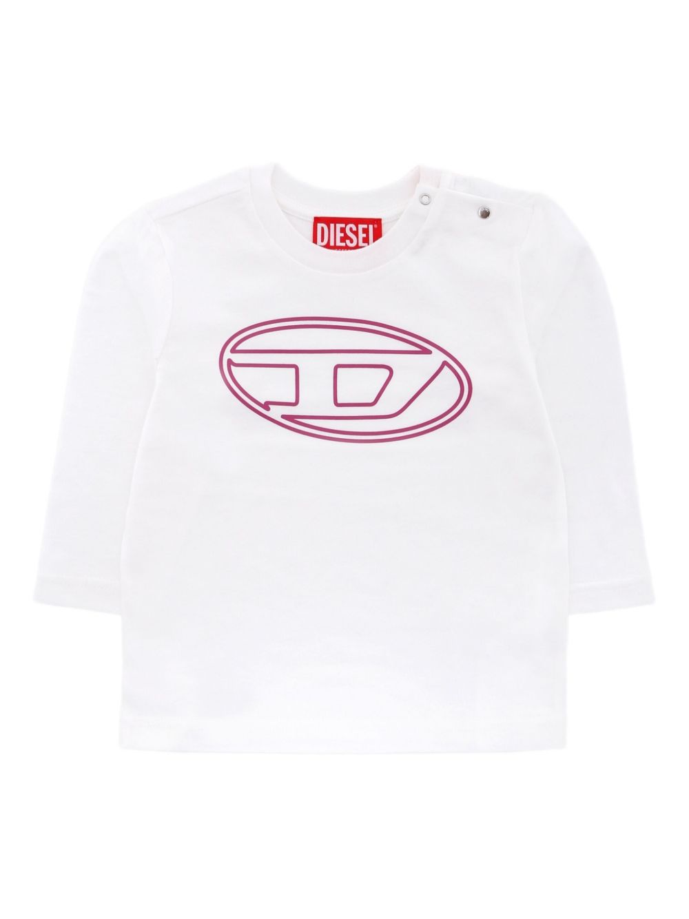 Logo embroidered long-sleeve top - White