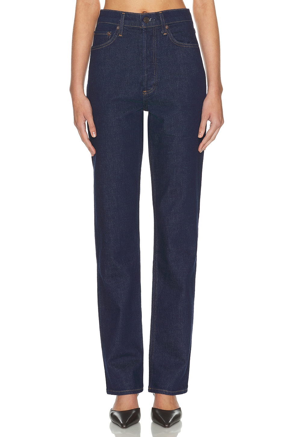 AGOLDE 90s Pinch Waist Long Jeans in Blue. 34. Also , 24, 25, 26, 27, 28, 29, 30, 31