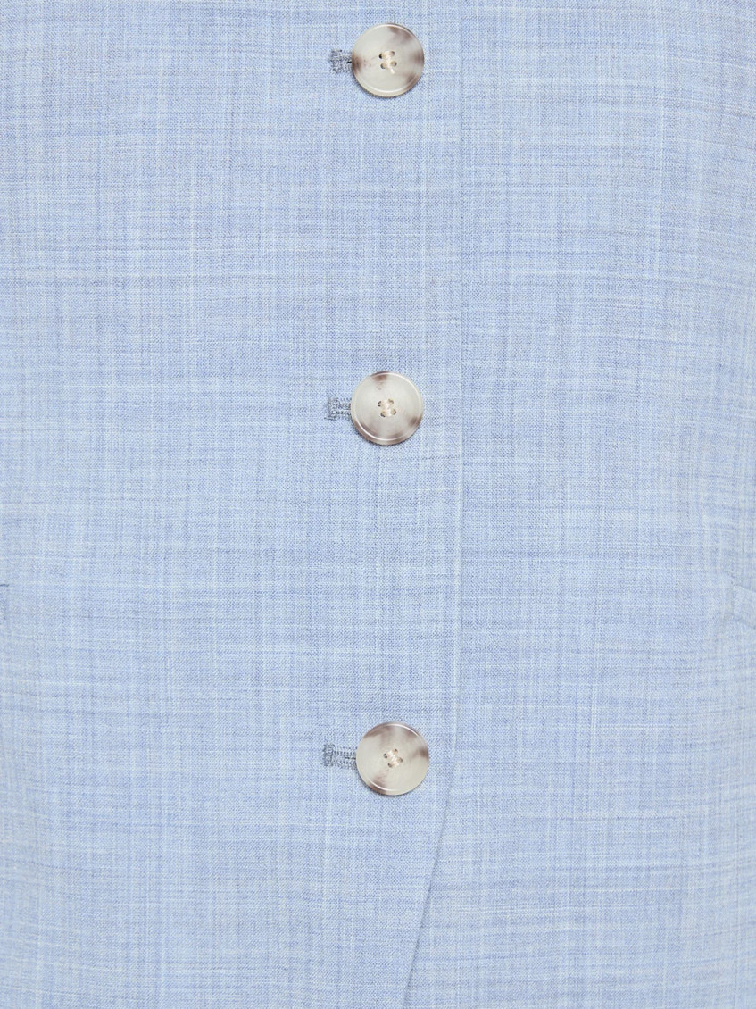 Blue Crew Neck Blazer Vest