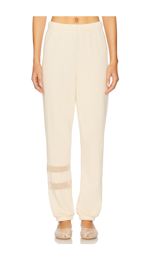 Michael Lauren Setton Mesh Contrast Pant in Nude.  XL. Also in L, M