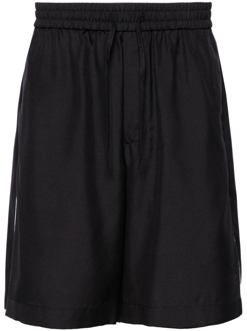 Side-stripe silk shorts - Black