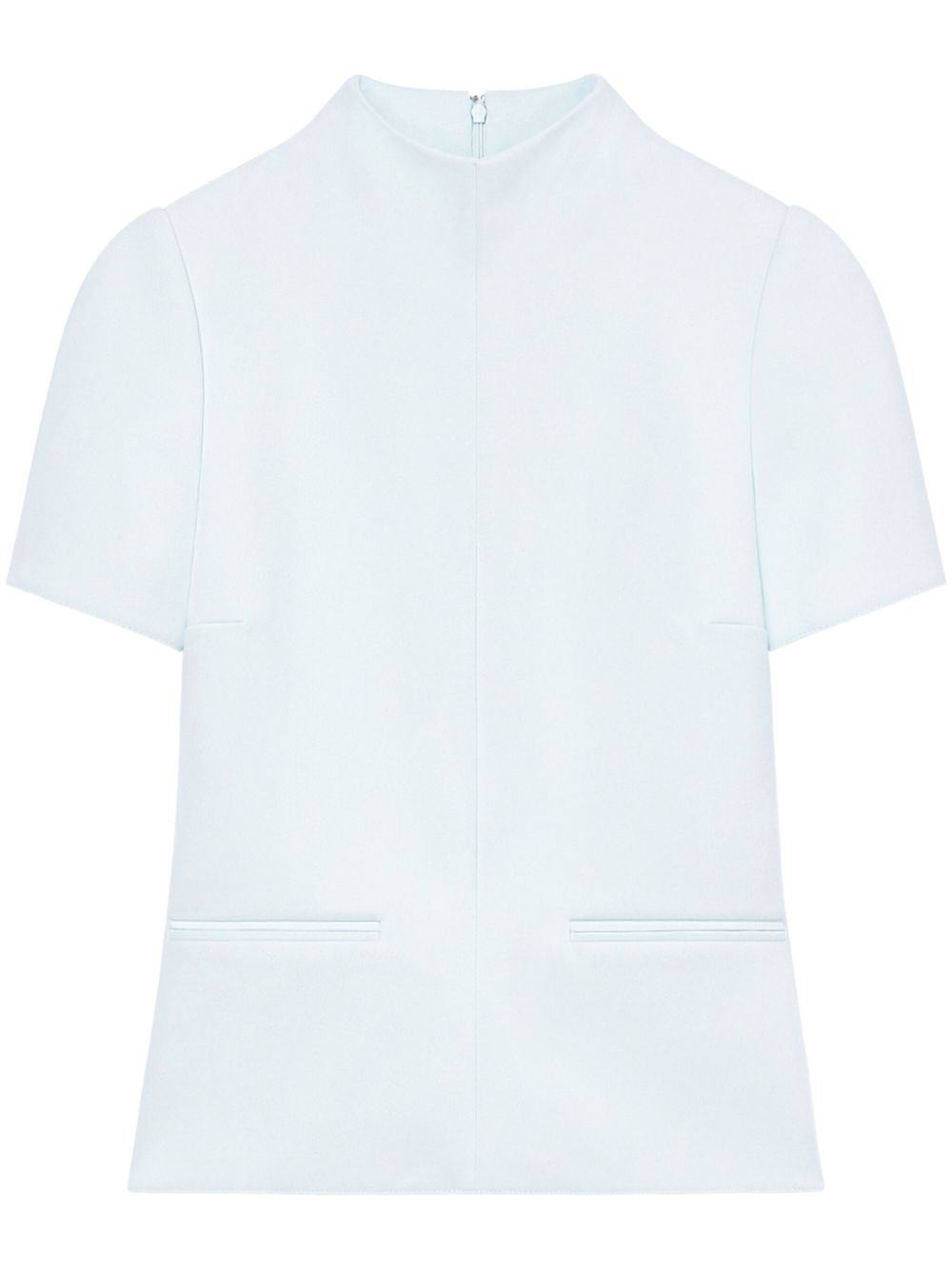 High-neck twill T-shirt - Blue