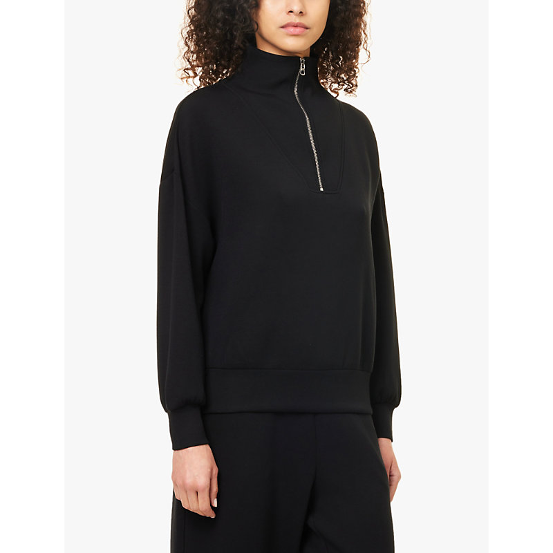 Womens Black Hawley Funnel-neck Stretch-woven Jersey Sweatshirt S