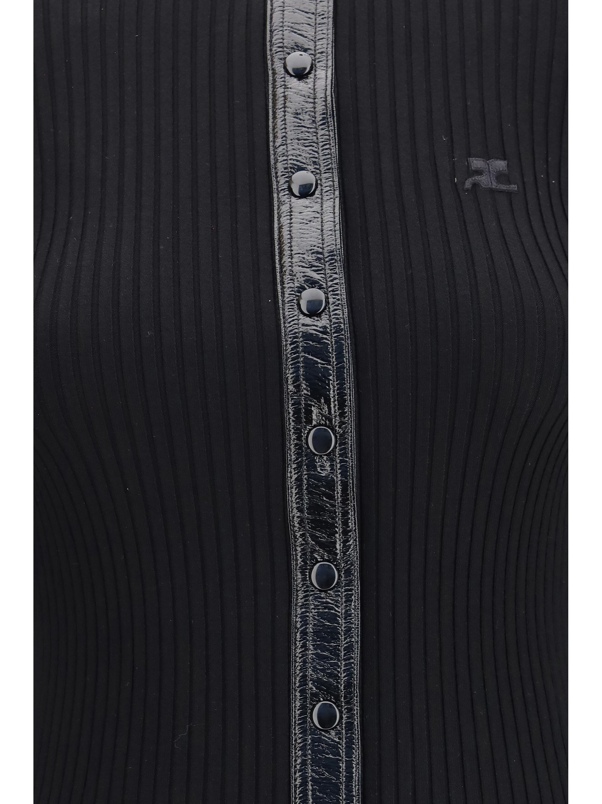 Vinyl-Knit Cardigan — Black