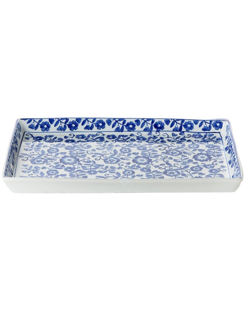 Chinoiserie Hand-Painted Floral Tray