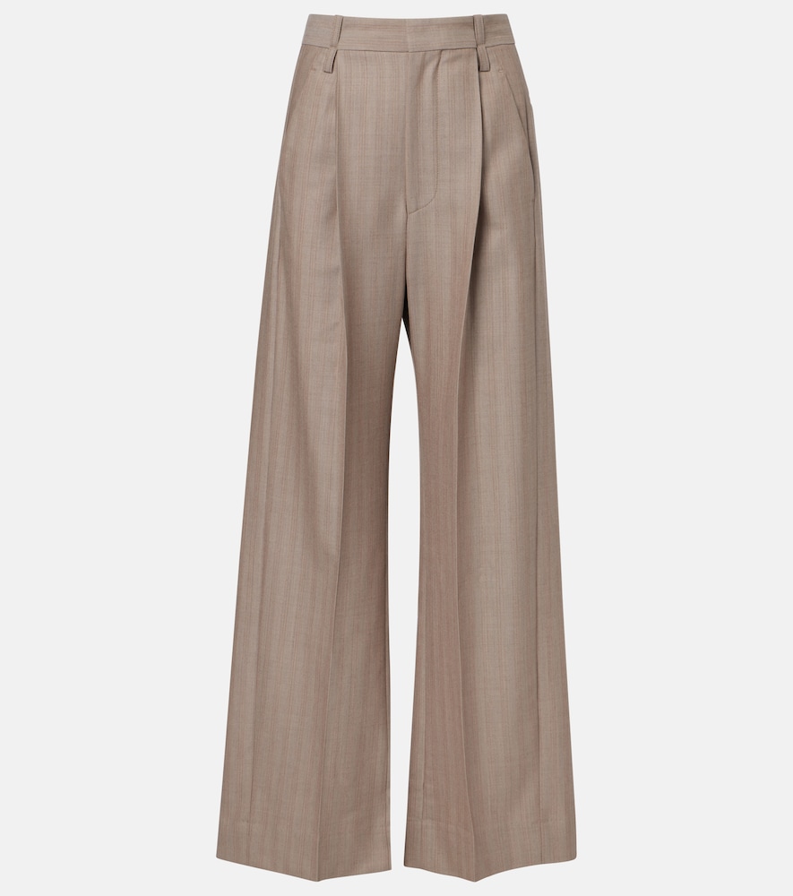 Herringbone virgin wool pleated pants
