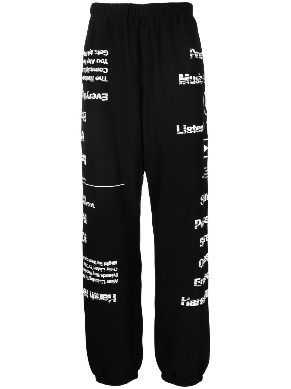 Graphic-print cotton track pants - Black