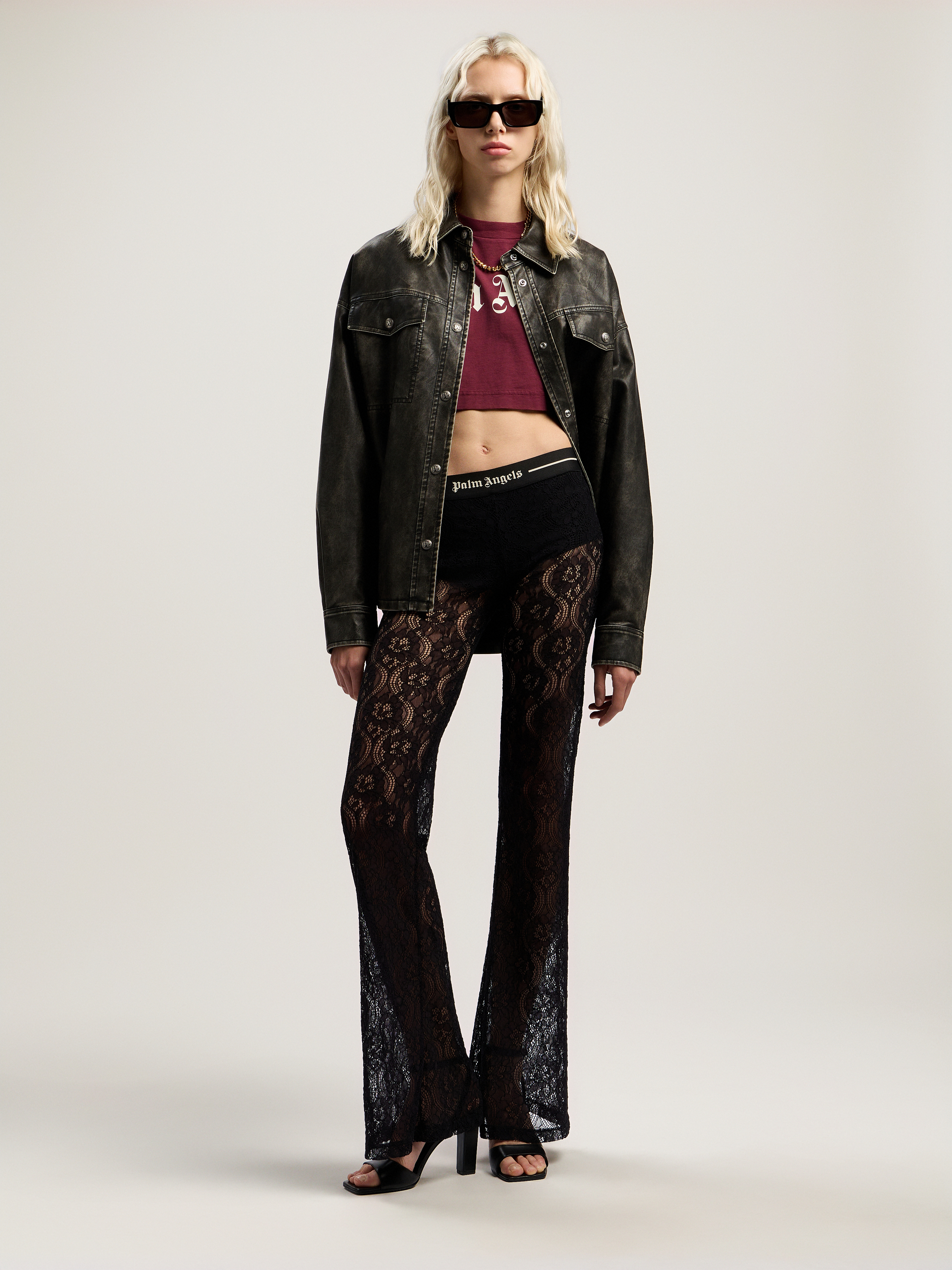Classic Logo Lace Pants Woman  Black