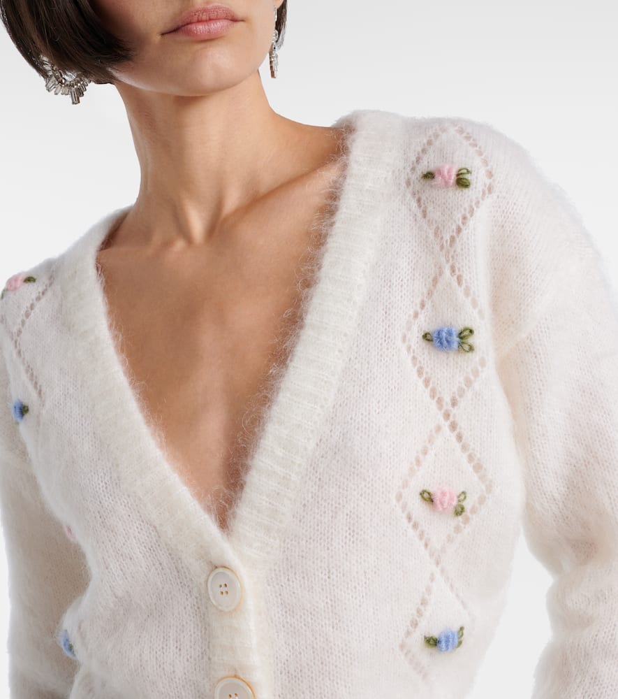 Embroidered mohair-blend cardigan