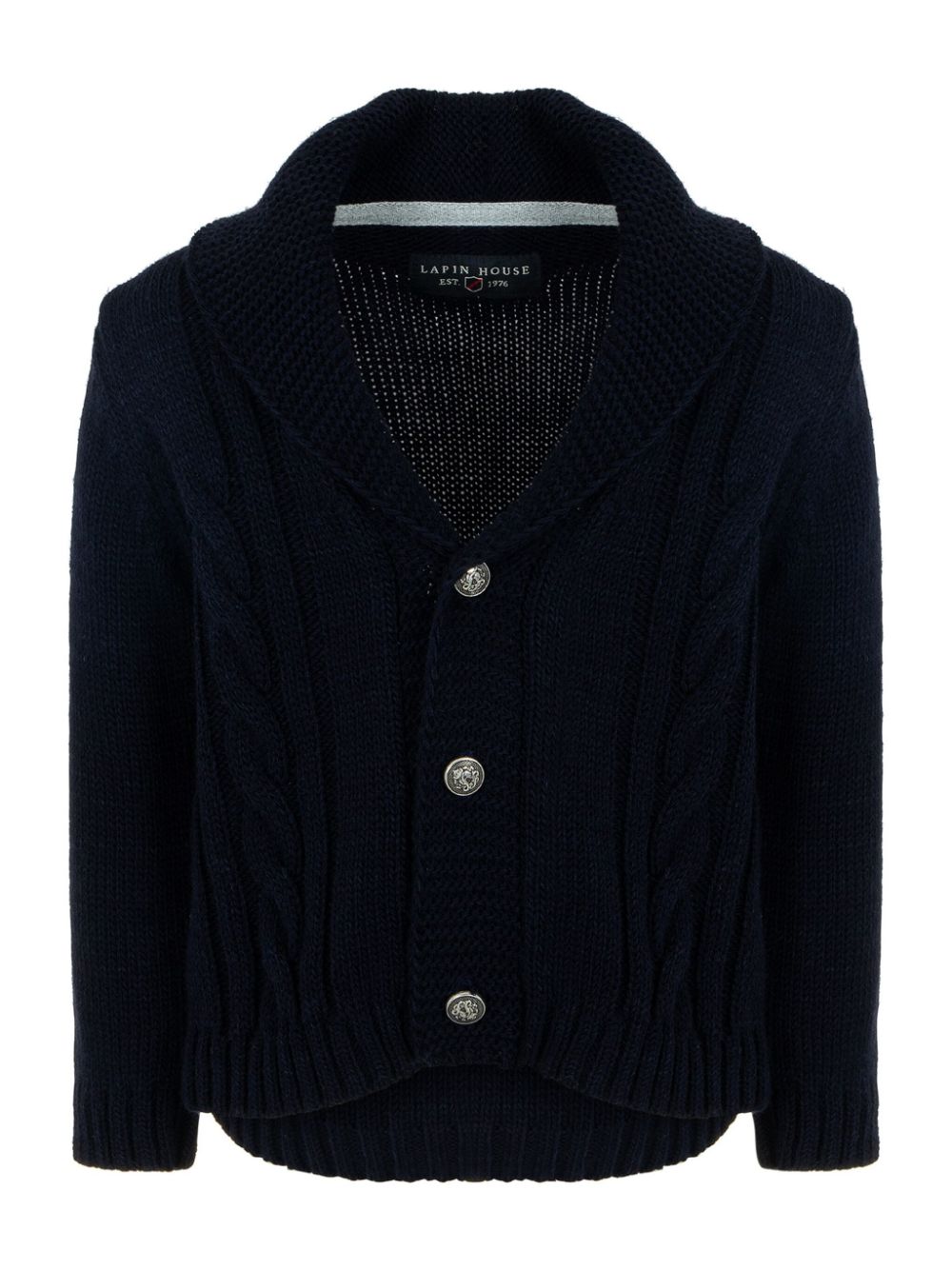 Shawl-lapel knitted cardigan - Blue