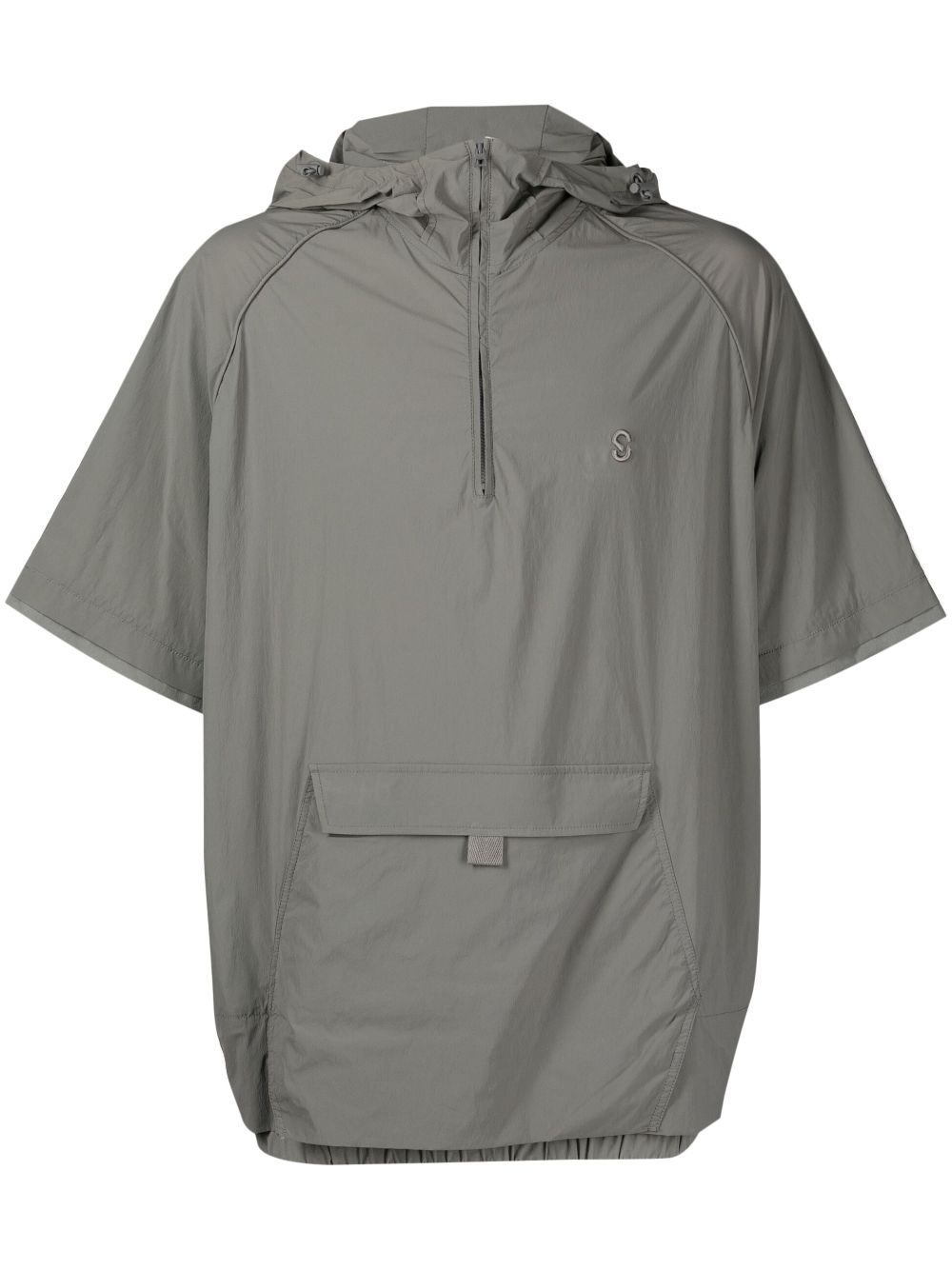 Logo-embroidered short-sleeve hoodie - Green