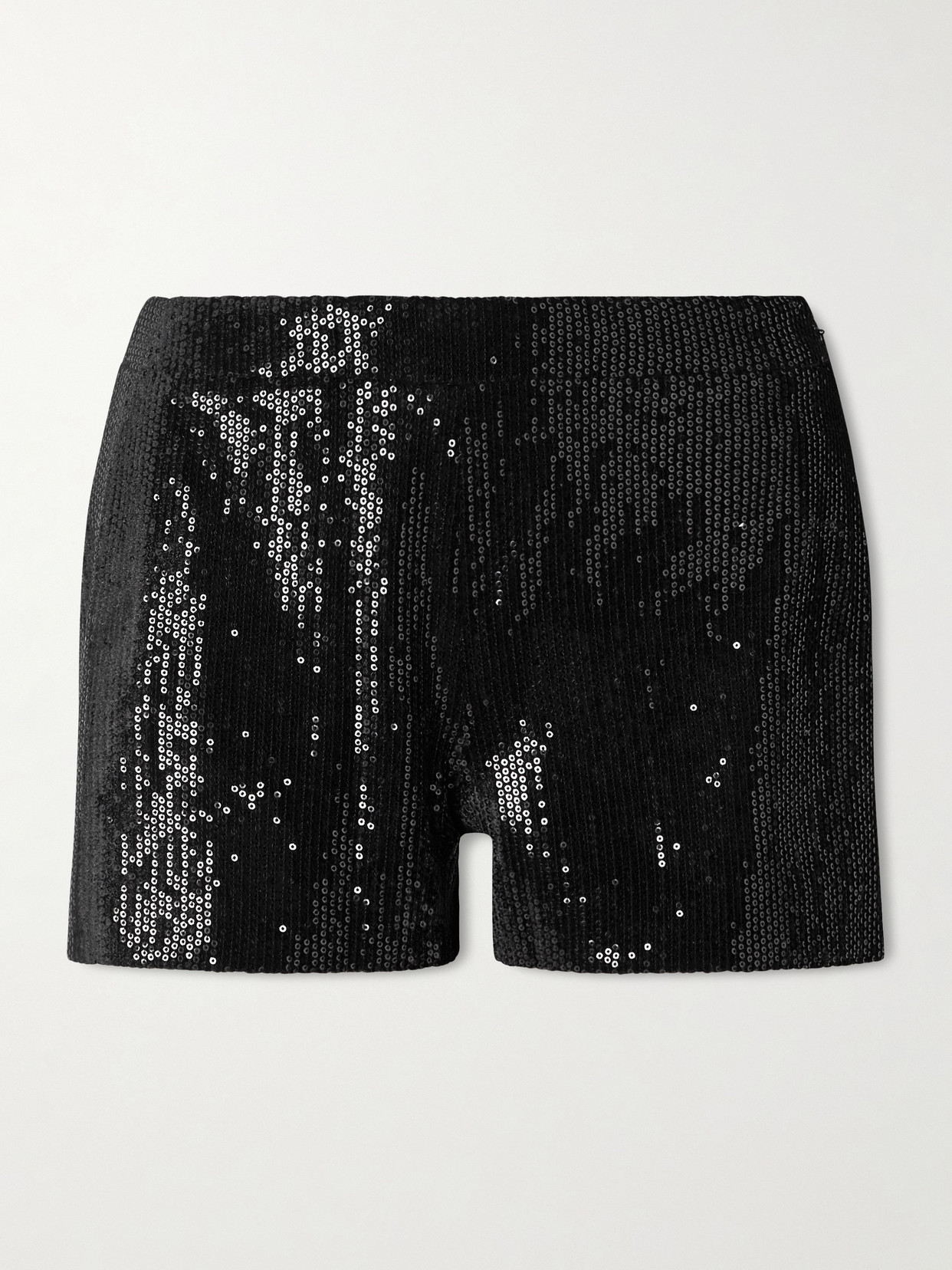 Helena Sequined Velvet Shorts - Black
