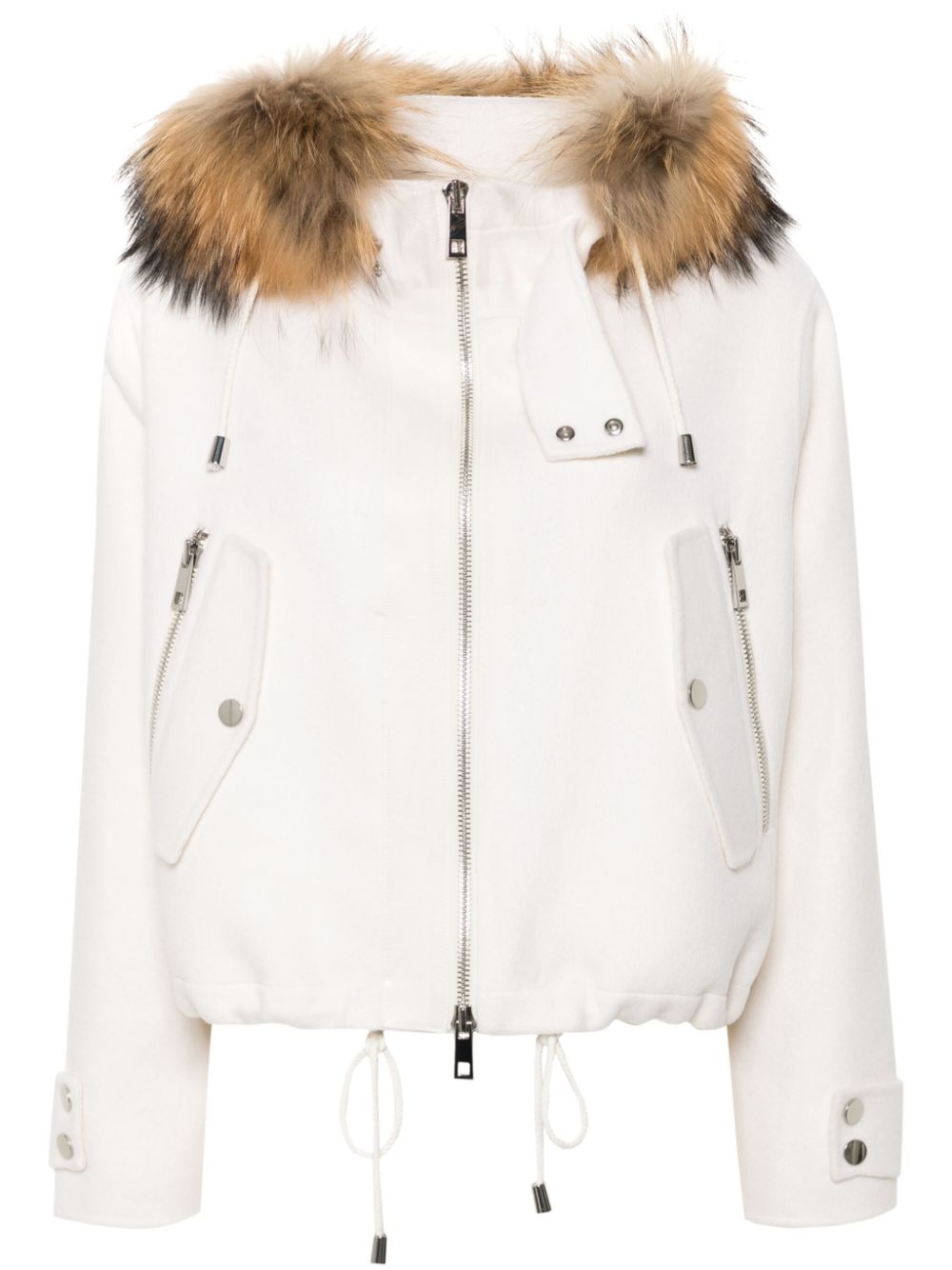 Faux fur-trim jacket - Neutrals