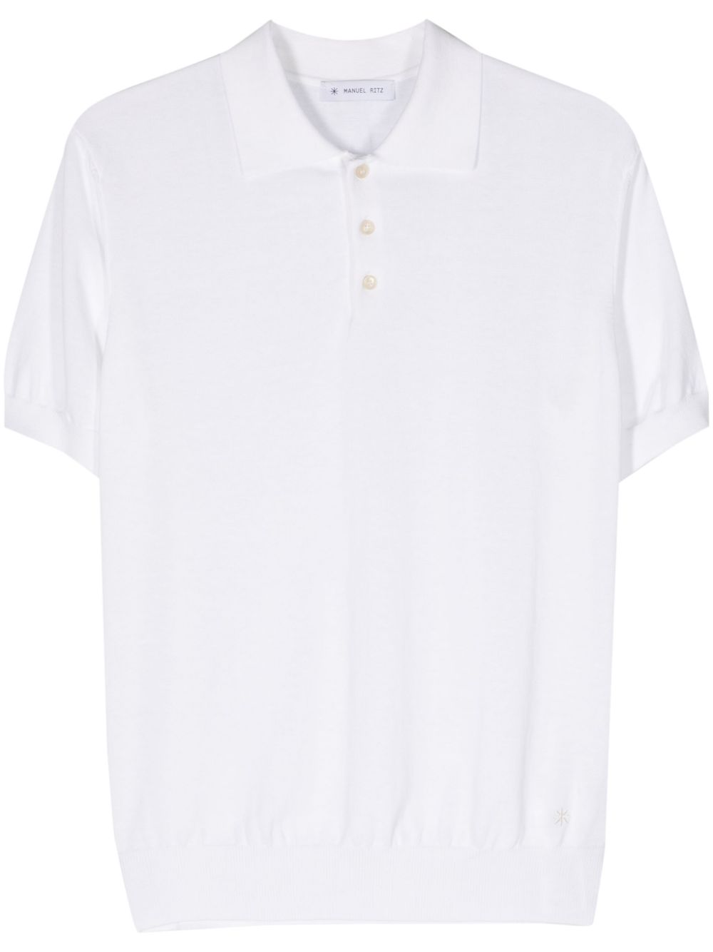 Logo-embroidered fine-knit polo shirt - 02 WHITE